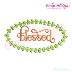 Blessed Frame with Leaf Border Fall Thanksgiving Family Machine Embroidery Design