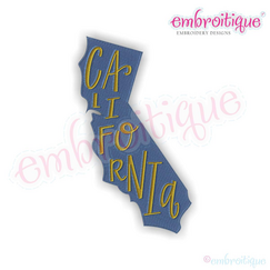 California Hand Lettered Filled USA United States Machine Embroidery Design