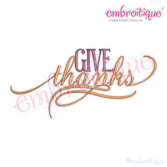 Give Thanks Elegant Thanksgiving Fall Embroidery Design