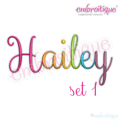 Hailey Monogram Set 1 - Curly Swirly Calligraphy Interchangeable Alphabet for machine embroidery