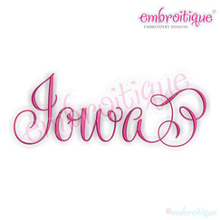 Iowa Calligraphy Fancy Script 3 USA United States Machine Embroidery Design