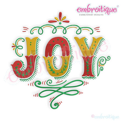 Embroitique Joy Flourish with Curls Holiday Christmas Design for machine Embroidery