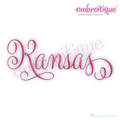 Kansas Calligraphy Fancy Script 3 USA United States Machine Embroidery Design