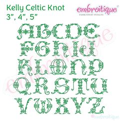 Kelly Irish Celtic Knot FULL Alphabet * 3", 4", 5"