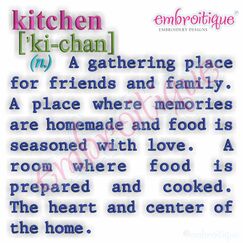 Kitchen Definition Embroidery Design