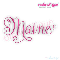 Maine Calligraphy Fancy Script 3 USA United States Machine Embroidery Design