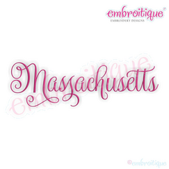 Massachusetts Calligraphy Fancy Script 3 USA United States Machine Embroidery Design