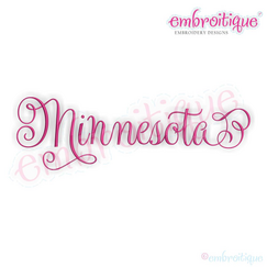 Minnesota Calligraphy Fancy Script 3 USA United States Machine Embroidery Design