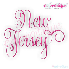 New Jersey  Calligraphy Fancy Script 3 USA United States Machine Embroidery Design