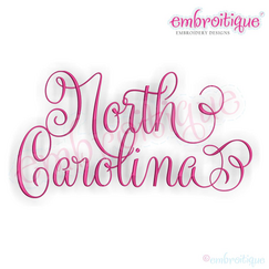 North Carolina Calligraphy Fancy Script 3 USA United States Machine Embroidery Design