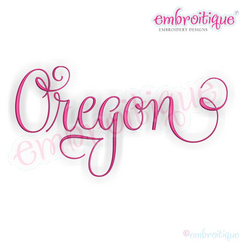 Oregon Calligraphy Fancy Script 3 USA United States Machine Embroidery Design
