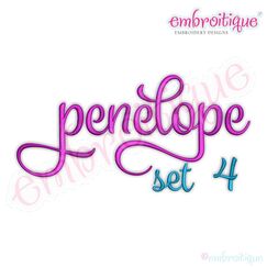 Penelope Set 4 - Calligraphy Script Monogram Alphabet Font for Machine Embroidery