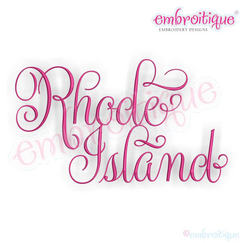Rhode Island Calligraphy Fancy Script 3 USA United States Machine Embroidery Design