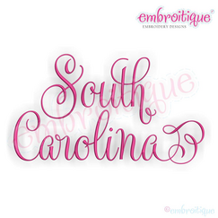 South Carolina Calligraphy Fancy Script 3 USA United States Machine Embroidery Design