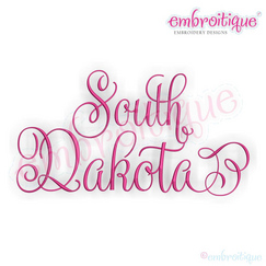 South Dakota Calligraphy Fancy Script 3 USA United States Machine Embroidery Design