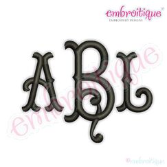 Tillman Classic Tuscan 3 Letter Monogram Machine Embroidery Alphabet