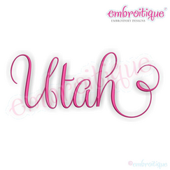 Utah Calligraphy Fancy Script 3 USA United States Machine Embroidery Design