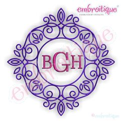 Vintage Curly Circle Scroll Monogram Font Frame