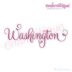 Washington Calligraphy Fancy Script 3 USA United States Machine Embroidery Design