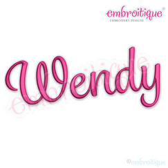 Wendy - Small - Upright Script Machine Embroidery Font