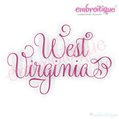 West Virginia Calligraphy Fancy Script 3 USA United States Machine Embroidery Design