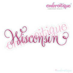 Wisconsin Calligraphy Fancy Script 3 USA United States Machine Embroidery Design