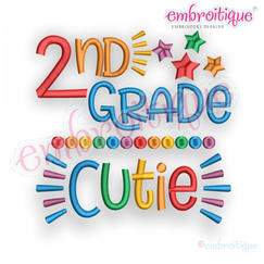 2nd Grade Cutie - Back to school design for girls -  Embroitique Machine Embroidery Design
