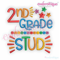 2nd Grade Stud - Back to school design for boys -  Embroitique Machine Embroidery Design