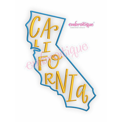 California Lettered State Shape -  Embroitique Machine Embroidery Design