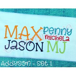 Addyson Set 1 Whimsical Machine Embroidery Alphabet Monogram Font - Great for Boys and Girls!