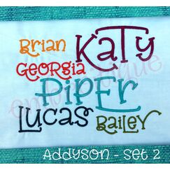Addyson Set 2 Whimsical Machine Embroidery Alphabet Monogram Font - Great for Boys and Girls!