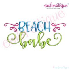 Beach Babe Adorable Summer Time Vacation Machine Embroidery Design