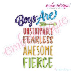 Boys are Unstoppable Fearless Awesome and Fierce Inspirational