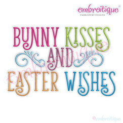 Bunny Kisses and Easter Wishes Curly Cute Machine Embroidery Design - Embroitique
