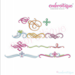 Buttercup Accents 27 - 37 - Calligraphy Decorative Embellishments - Embroitique Machine Embroidery Designs