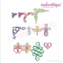 Buttercup Accents 38 - 49 - Calligraphy Decorative Embellishments - Embroitique  Machine Embroidery Designs