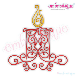 Curly Christmas Candle machine embroidery Design