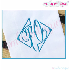 Diamond 2 Letter Initial Monogram Font for Machine Embroidery - 2", 3", 4", 5", 6"