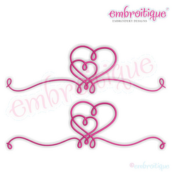 Double Heart Love Flourish Border Doodle Font Frame Machine Embroidery Design