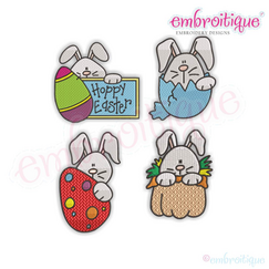 Easter Bunny Peekers - Bunnies with Eggs Cute Machine Embroidery Design