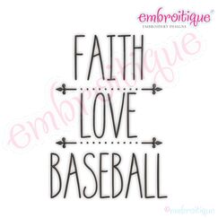 Faith Love Baseball Rae Dunn Style Farmhouse Chic Machine Embroidery Design