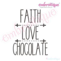 Faith Love Chocolate Rae Dunn Style Farmhouse Chic Machine Embroidery Design