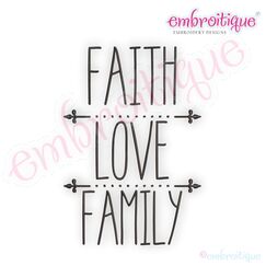Faith Love Family Rae Dunn Style Farmhouse Chic Machine Embroidery Design