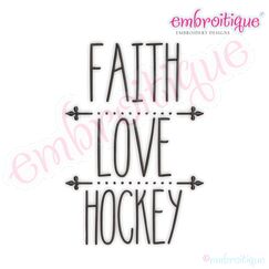 Faith Love Hockey Rae Dunn Style Farmhouse Chic Machine Embroidery Design