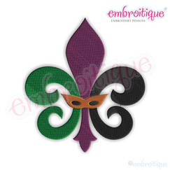 Fleur De Lis Mardi Gras Mask- FILL STITCH  New Orleans- Machine Embroidery File