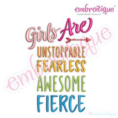 Girls are Unstoppable Fearless Awesome and Fierce Inspirational