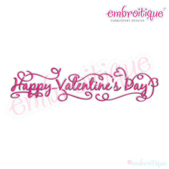 Happy Valentine's Day with Curls and Swirls Machine Embroidery Design