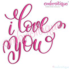 I love you Calligraphy Script Machine embroidery design