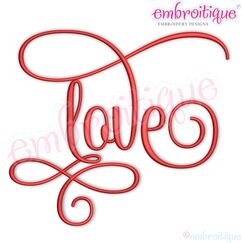 Love Curly Calligraphy Upright Word Art Machine Embroidery Design