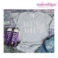 Mermaid Hermaid  with Tail Funny Mother Daughter matching machine embroidery design set